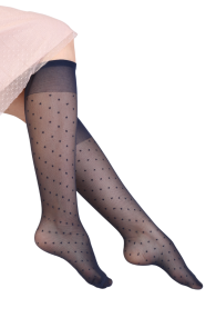 PUNTINI dark blue knee-highs with dots for women | BestSockDrawer.com