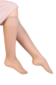 PUNTINI beige knee-highs with dots for women | BestSockDrawer.com