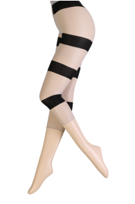 RAJA sheer gray-black striped capri leggings | BestSockDrawer.com
