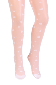 RICCI sheer white tights with hearts for kids | BestSockDrawer.com