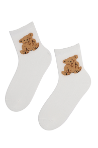 TEDDYBEAR white socks with a bear for women | BestSockDrawer.com