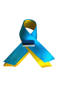 Ribbon in UKRAINIAN colours with the Estonian flag pin | BestSockDrawer.com