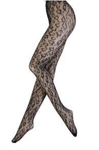 TEMPTATION black leopard print fishnet tights | BestSockDrawer.com