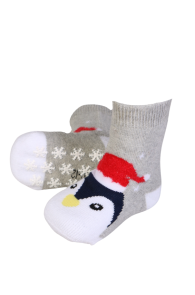 TRUDI gray penguin socks for babies | BestSockDrawer.com