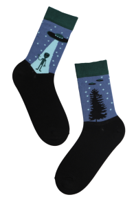 SPACED OUT cotton socks with an alien | BestSockDrawer.com