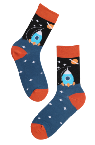 SPACED OUT cotton socks with rockets | BestSockDrawer.com