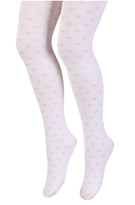 DAPHNE white tights with hearts for children | BestSockDrawer.com