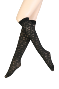 VICTORIA dark green patterned knee-highs for women | BestSockDrawer.com