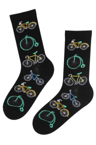 WHEEL black cotton socks with bicycles | BestSockDrawer.com