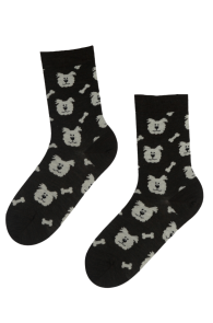 WHITE PUPPY merino wool socks with dogs | BestSockDrawer.com