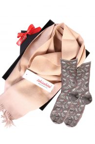 Alpaca wool scarf and WONDERLAND socks gift box for women | BestSockDrawer.com