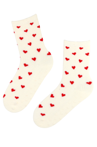 ZOEY white heart socks with non-slip soles | BestSockDrawer.com
